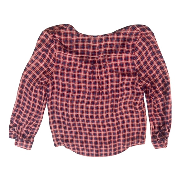 Joie 100% Silk Plaid Button Front Top Sz M - Picture 3 of 5